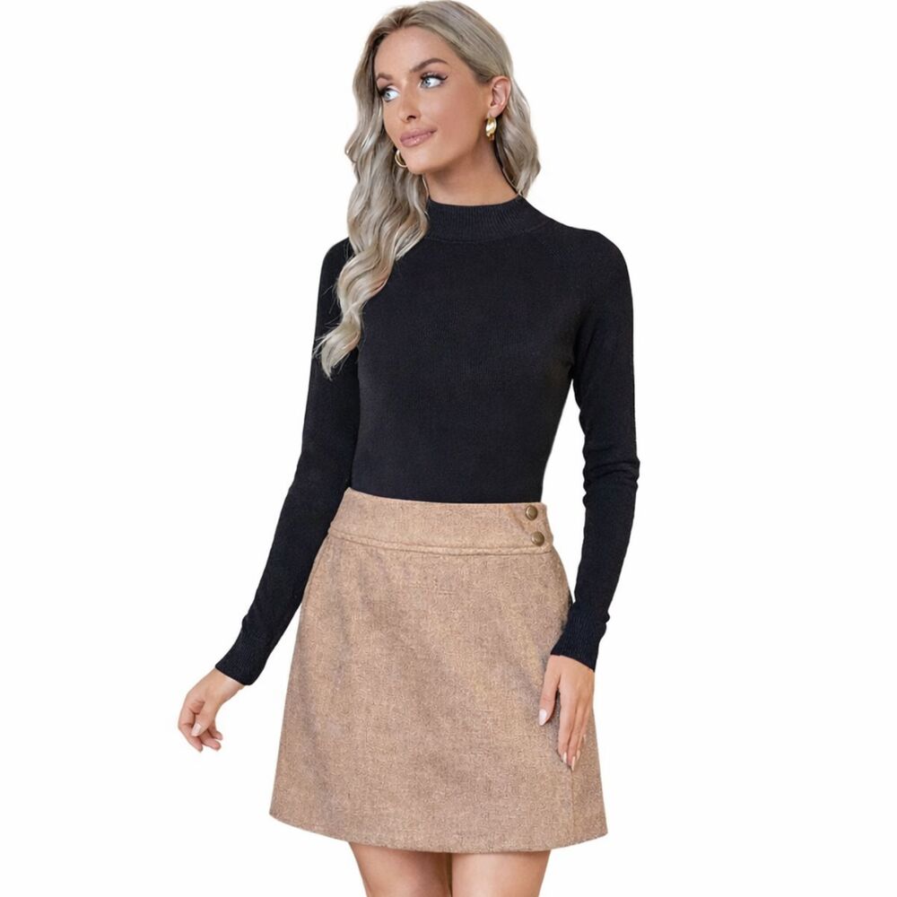 Jones New York Stone-Colored Wool Blend A-Line Skirt | Size 4 | EUC
